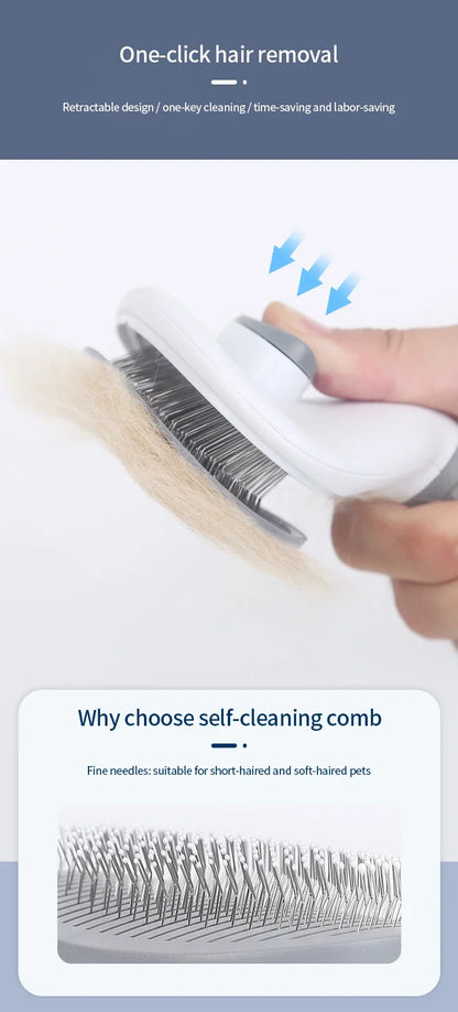 Pet Grooming Brush ✨ Self-Cleaning Comb for Dogs & Cats