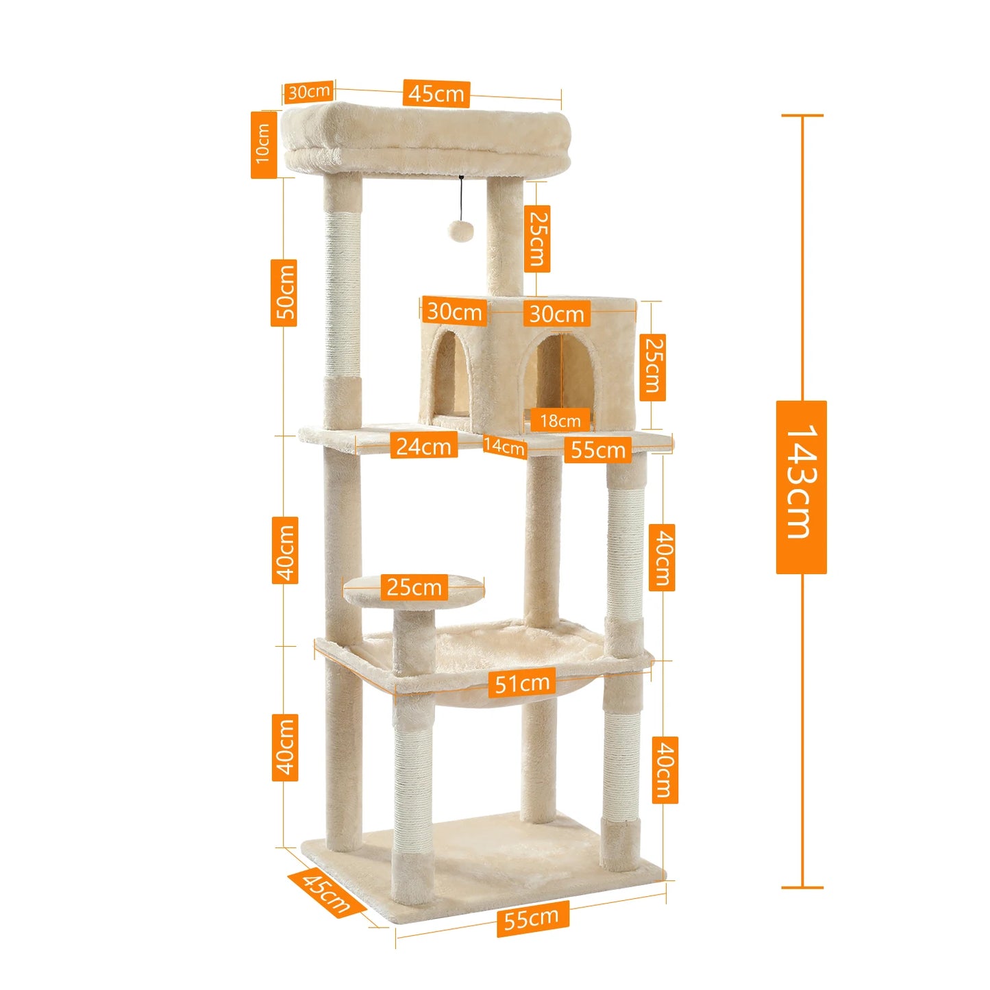 🐱 Indoor Cat Tree – 5-Level Tower with Hammock & Scratching Posts 🐾