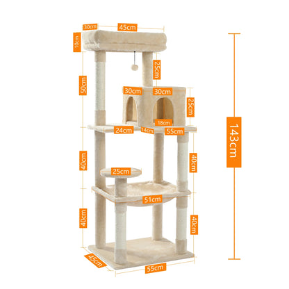🐱 Indoor Cat Tree – 5-Level Tower with Hammock & Scratching Posts 🐾