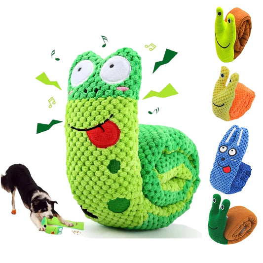 Interactive Dog Puzzle Toy 🐌 Snail Squeak & Treat Hider – Mental Play for Puppies & Small Dogs