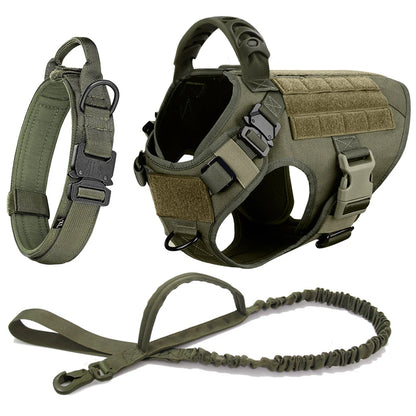 Tactical Dog Harness Set – Large Dog Vest + Leash + Collar