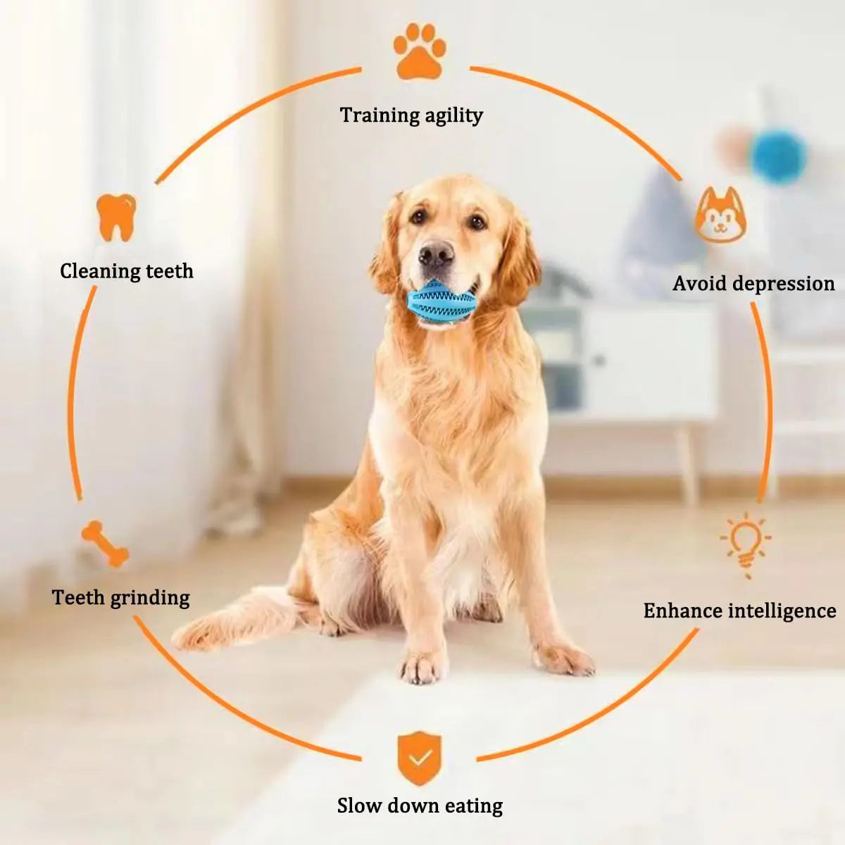 Dog Chew Ball Toy Tough Rubber Dental Ball