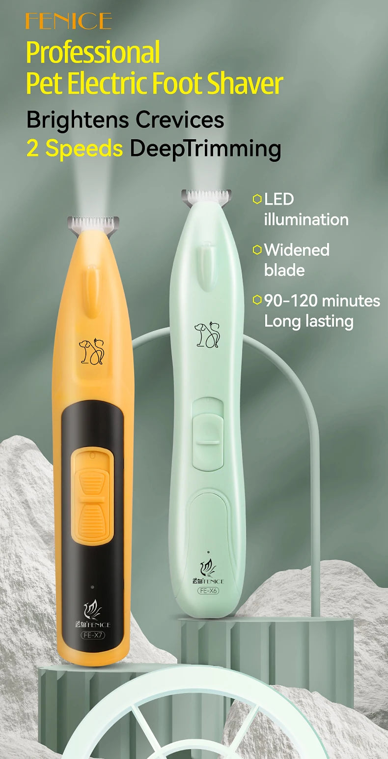 🔦 Pet Paw Trimmer 🐾 LED Grooming Clipper with 2 Speeds & Wide Blade