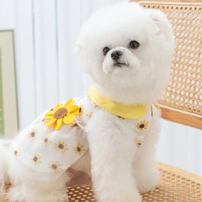 🌞 Sunflower Summer Dog Dress 🌻 Cute Mesh Princess Skirt for Small Dogs & Cats