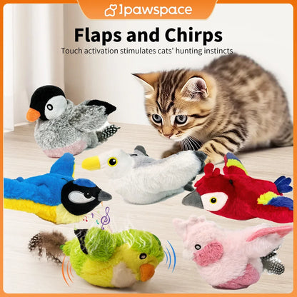 Flapping Bird Cat Toy with Real Sounds & Catnip Fun